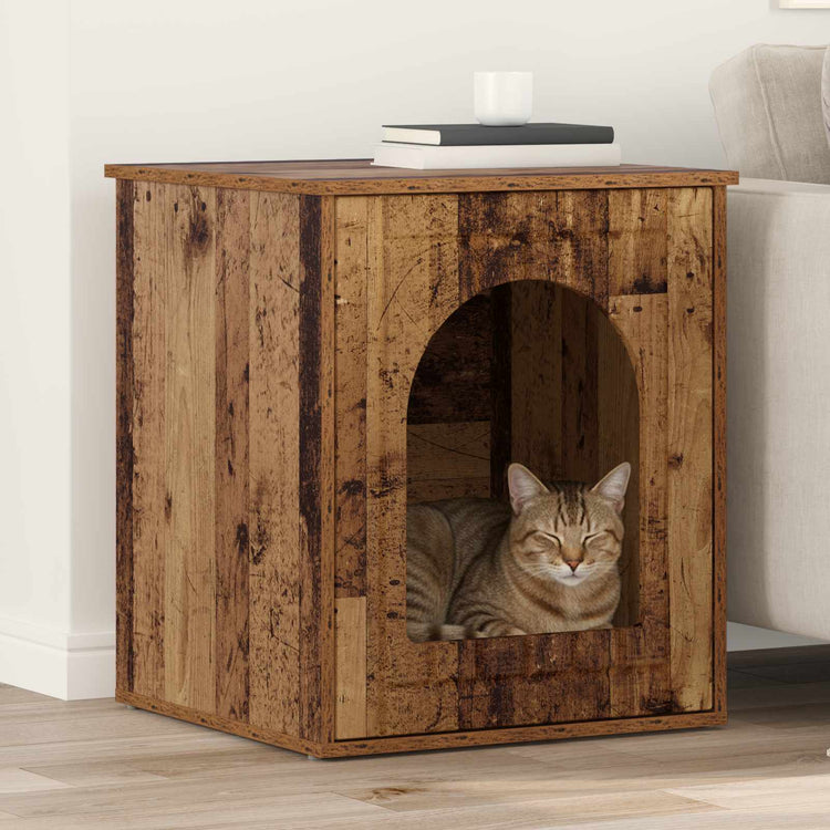 Vidaxxl maison pour chat vieux bois 53 x 52 x 62 cm bois traité