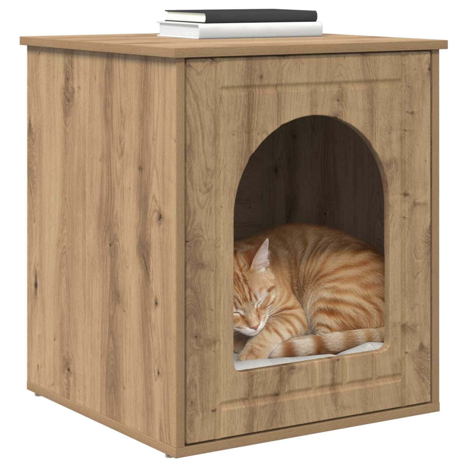 Vidaxxl maison pour chat chêne fabriqué à la main 53 x 52 x 62 cm bois d'ingénierie