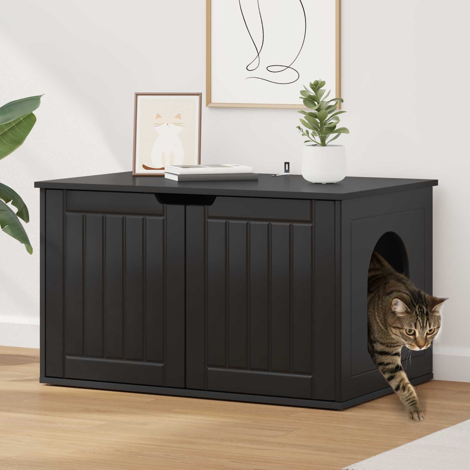 Vidaxxl maison pour chat noir 85 x 55 x 50,5 cm bois traité