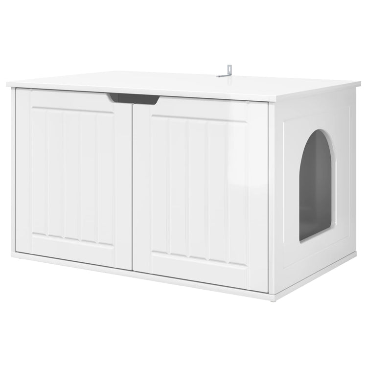 Vidaxxl maison pour chat blanc brillant 85 x 55 x 50,5 cm bois fini