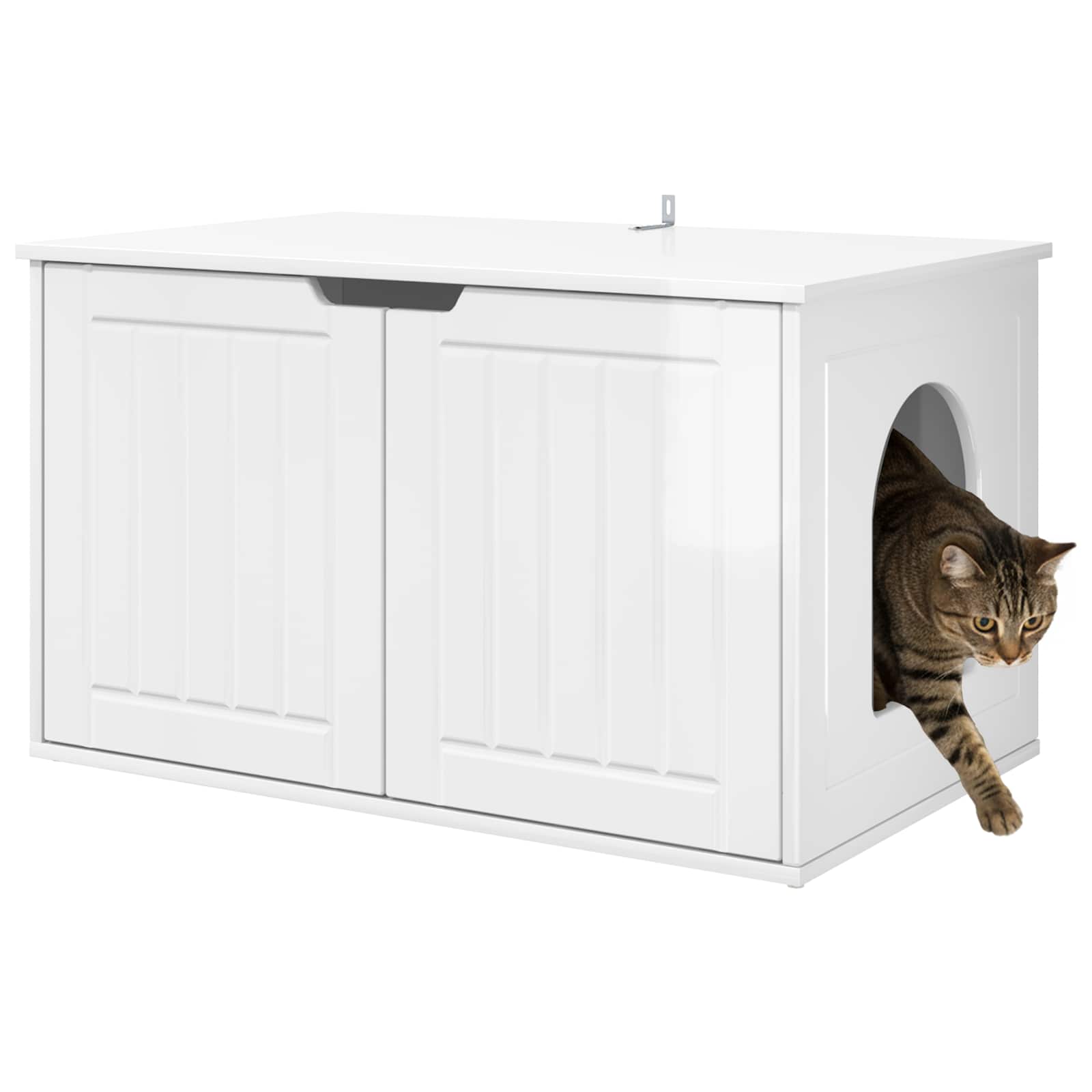 Vidaxxl maison pour chat blanc brillant 85 x 55 x 50,5 cm bois fini