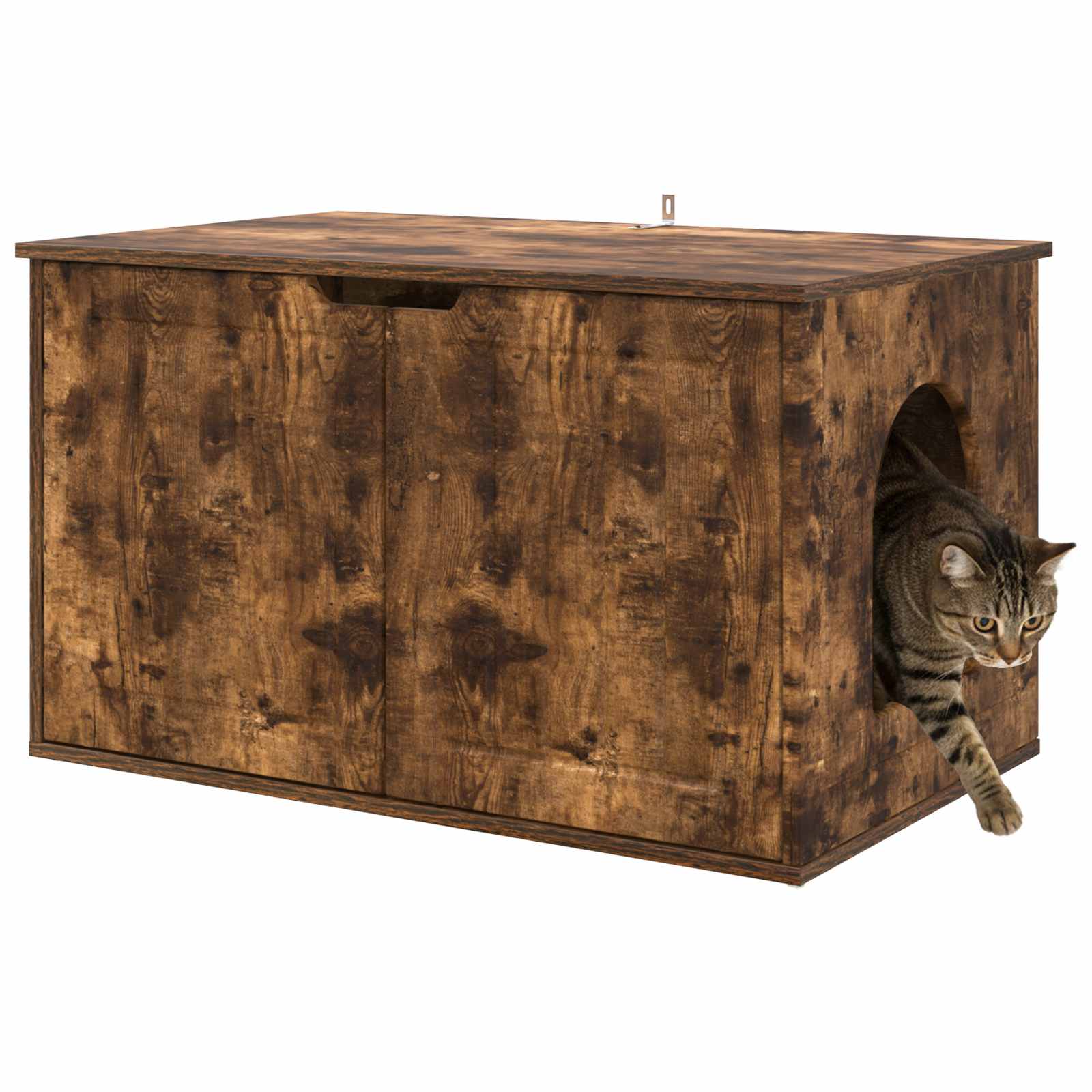 Vidaxxl maison pour chat chêne fumé 85 x 55 x 50,5 cm bois traité