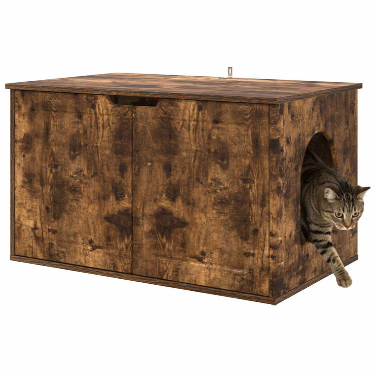 Vidaxxl maison pour chat chêne fumé 85 x 55 x 50,5 cm bois traité