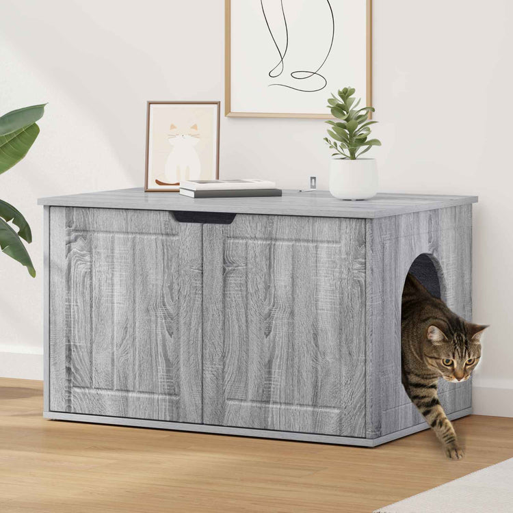 Vidaxl maison pour chat gris sonoma 85 x 55 x 50,5 cm bois fini