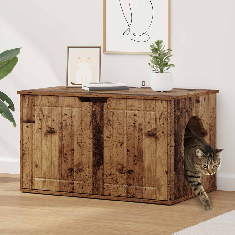 Vidaxxl maison pour chat vieux bois 85 x 55 x 50,5 cm bois traité