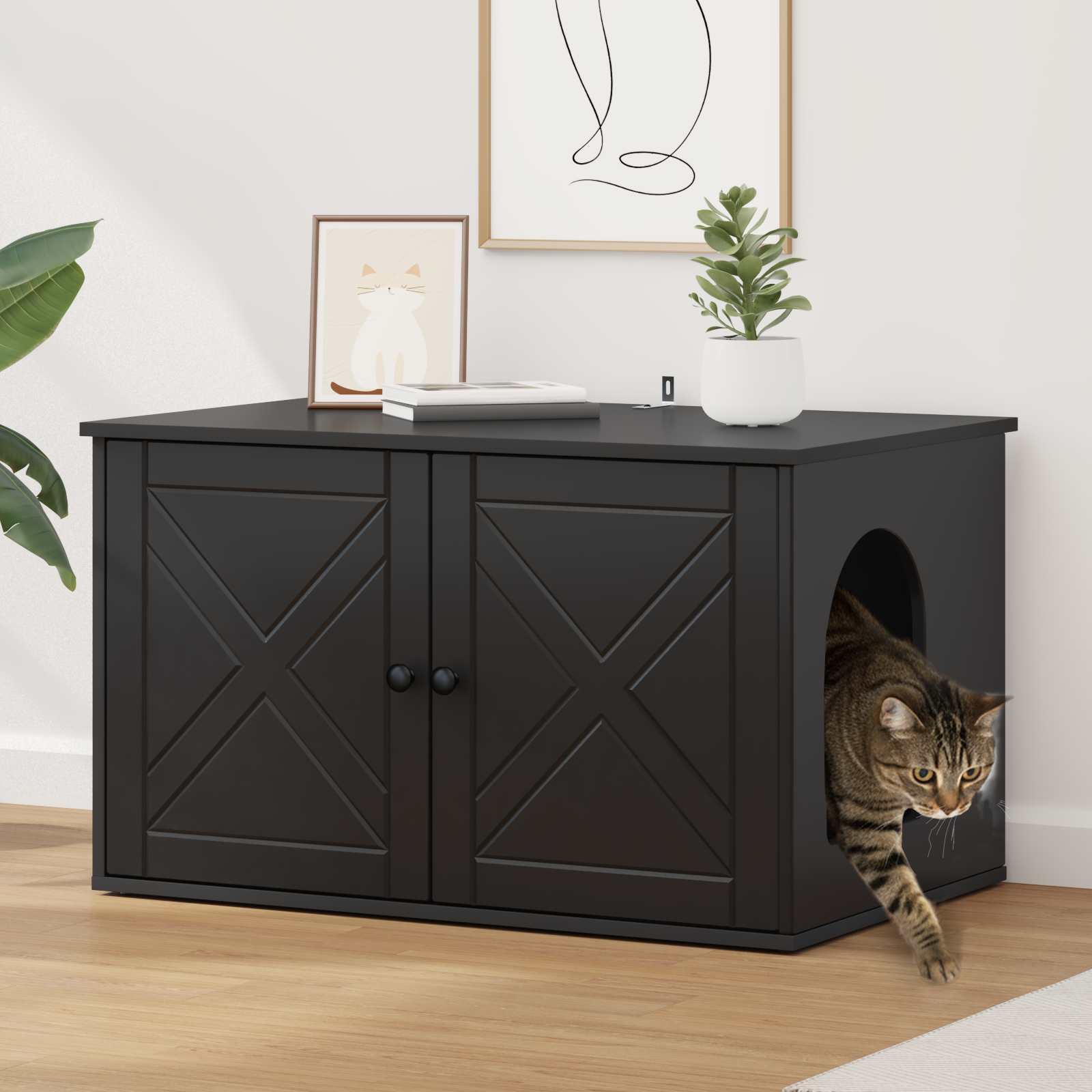 Vidaxxl maison pour chat noir 85 x 55 x 50,5 cm bois traité