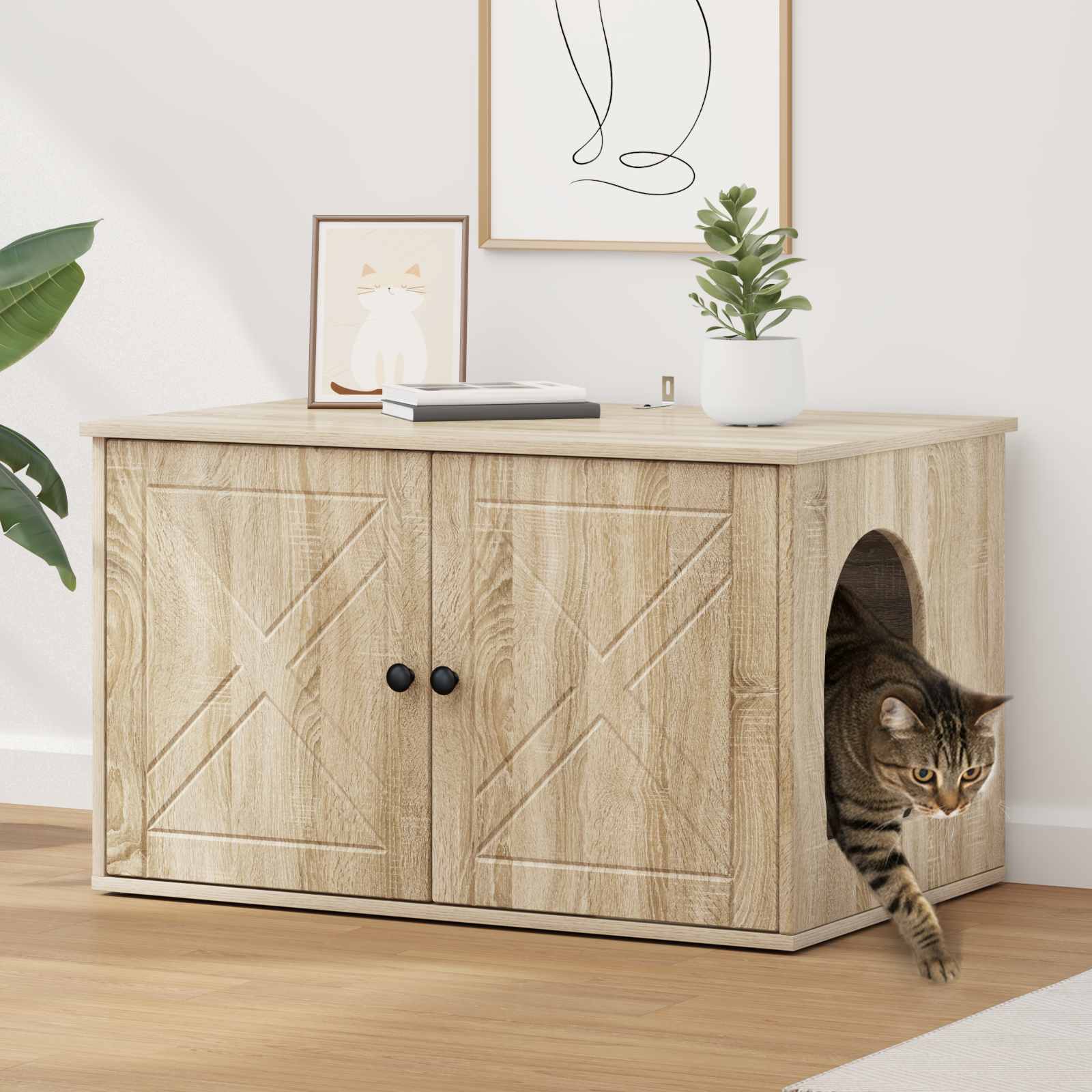 Vidaxl maison pour chat sonoma 85 x 55 x 50,5 cm bois travaillé