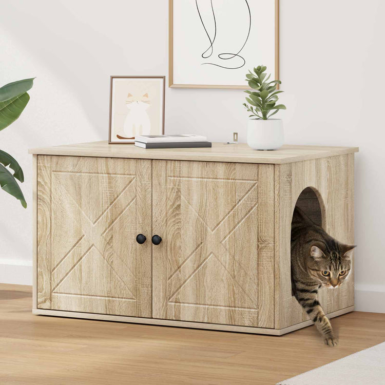 Vidaxl maison pour chat sonoma 85 x 55 x 50,5 cm bois travaillé