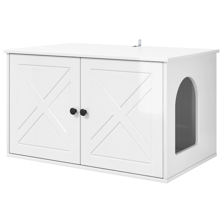 Vidaxxl maison pour chat blanc brillant 85 x 55 x 50 cm bois fini