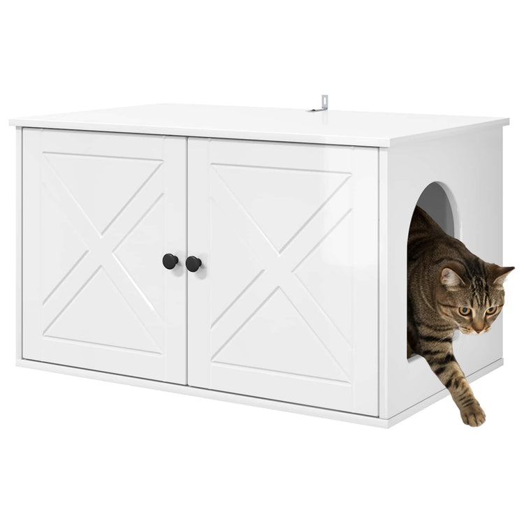 Vidaxxl maison pour chat blanc brillant 85 x 55 x 50 cm bois fini