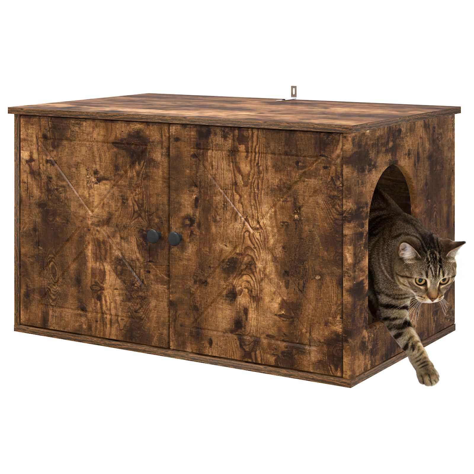 Vidaxxl maison pour chat chêne fumé 85 x 55 x 50 cm bois traité