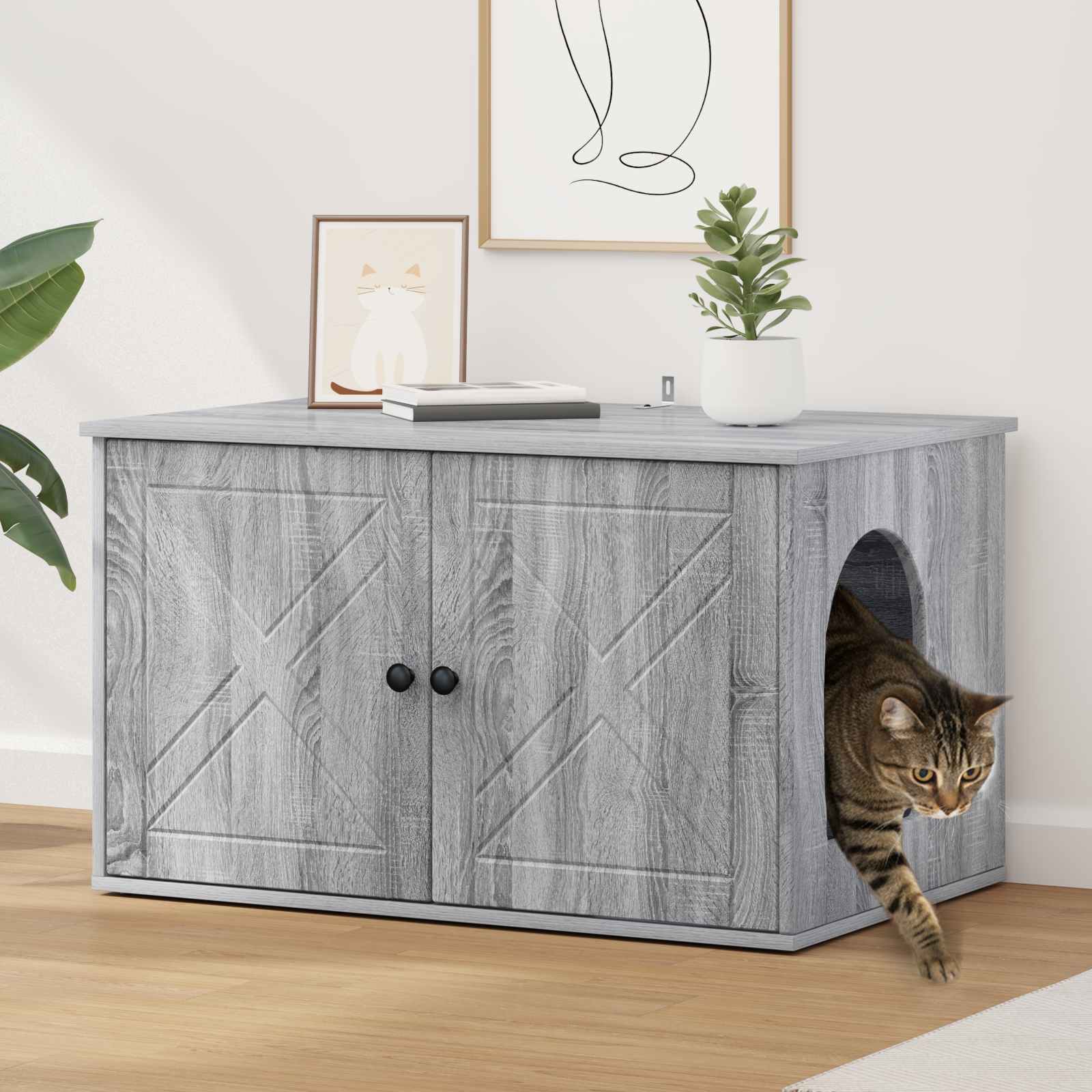 Vidaxl maison pour chat gris sonoma 85 x 55 x 50 cm bois travaillé