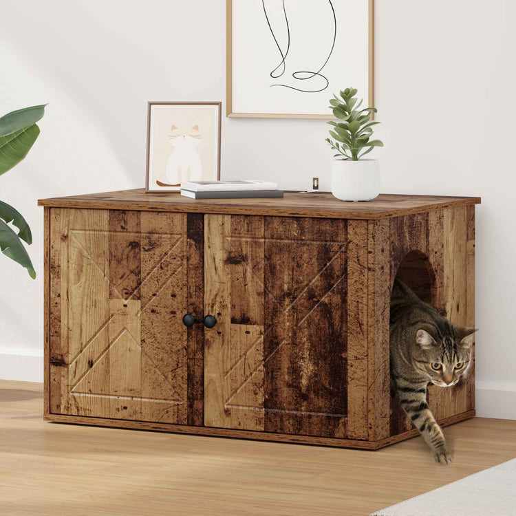 Vidaxxl maison pour chat vieux bois 85 x 55 x 50 cm bois traité