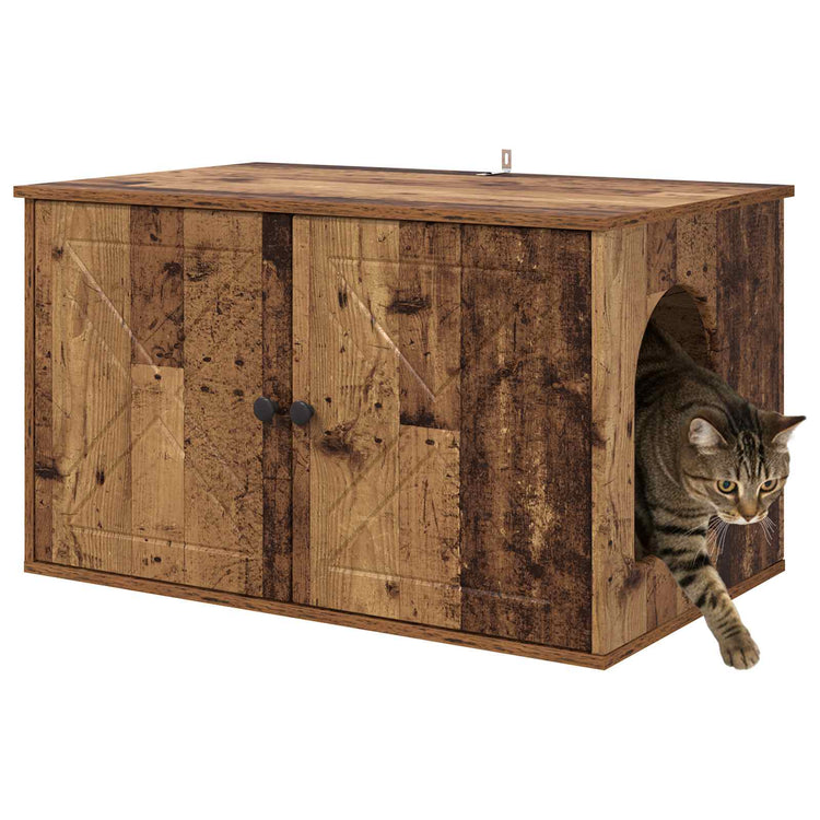 Vidaxxl maison pour chat vieux bois 85 x 55 x 50 cm bois traité