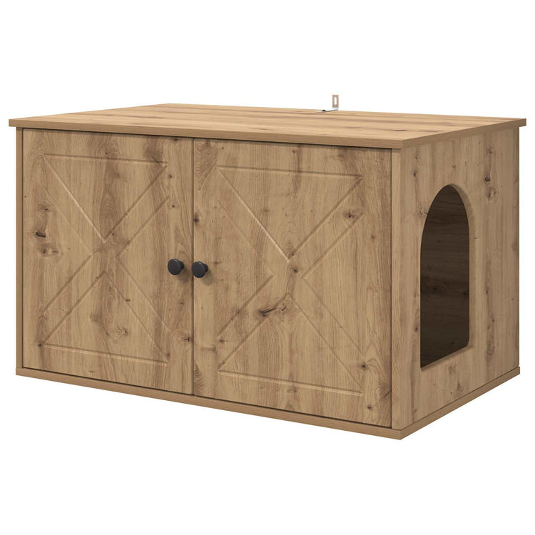 Vidaxxl maison pour chat chêne fabriqué à la main 85 x 55 x 50 cm bois d'ingénierie
