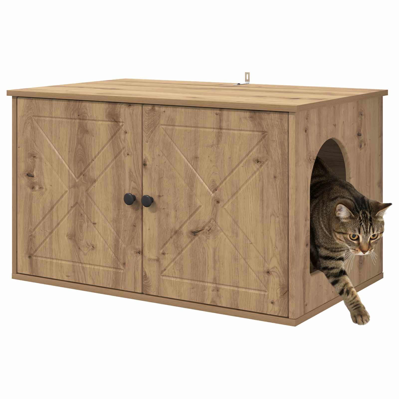 Vidaxxl maison pour chat chêne fabriqué à la main 85 x 55 x 50 cm bois d'ingénierie