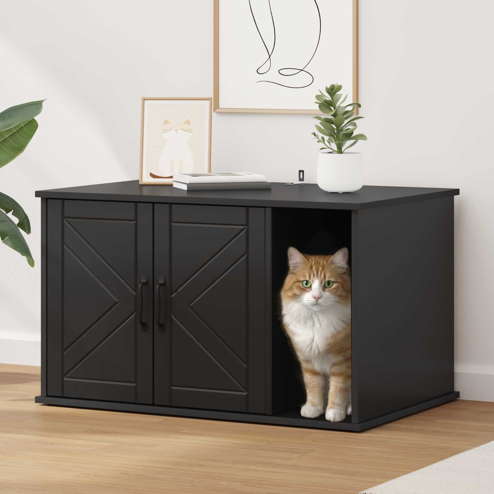 Vidaxxl maison pour chat noir 85 x 55 x 50 cm bois fini