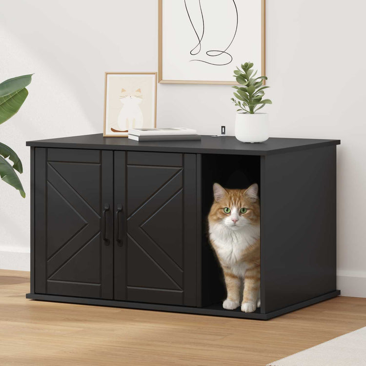 Vidaxxl maison pour chat noir 85 x 55 x 50 cm bois fini