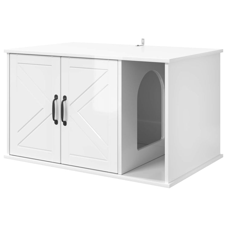 Vidaxxl maison pour chat blanc brillant 85 x 55 x 50 cm bois fini