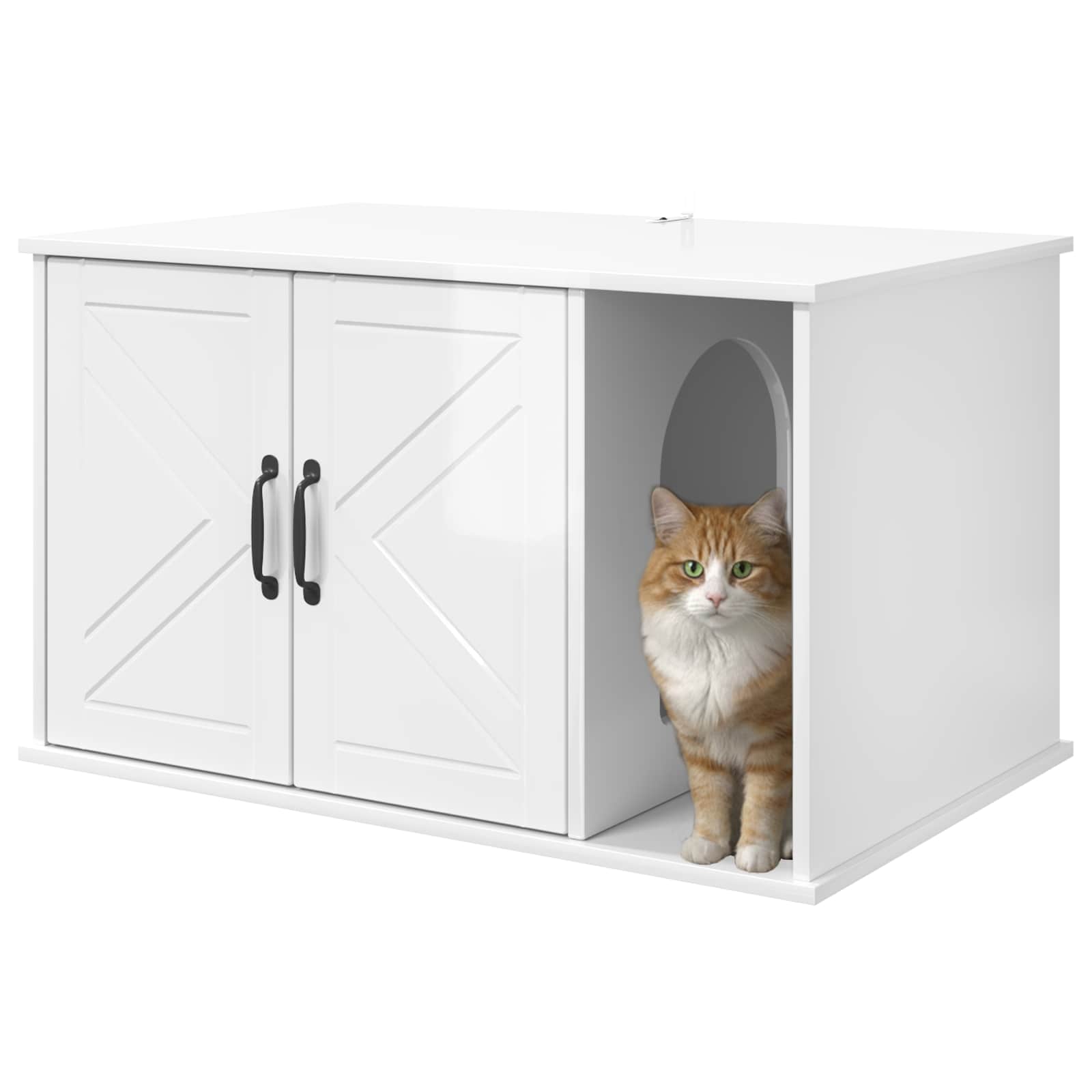 Vidaxxl maison pour chat blanc brillant 85 x 55 x 50 cm bois fini