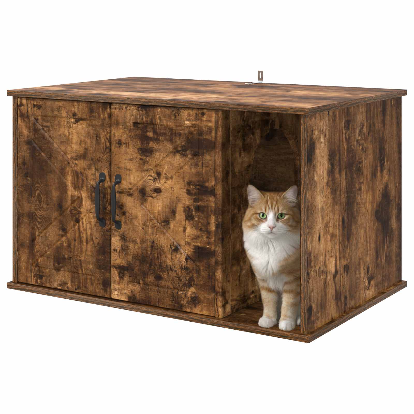 Vidaxxl maison pour chat chêne fumé 85 x 55 x 50 cm bois traité