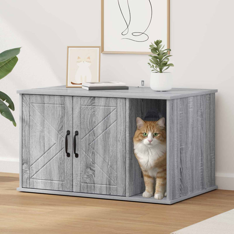 Vidaxl maison pour chat gris sonoma 85 x 55 x 50 cm bois travaillé