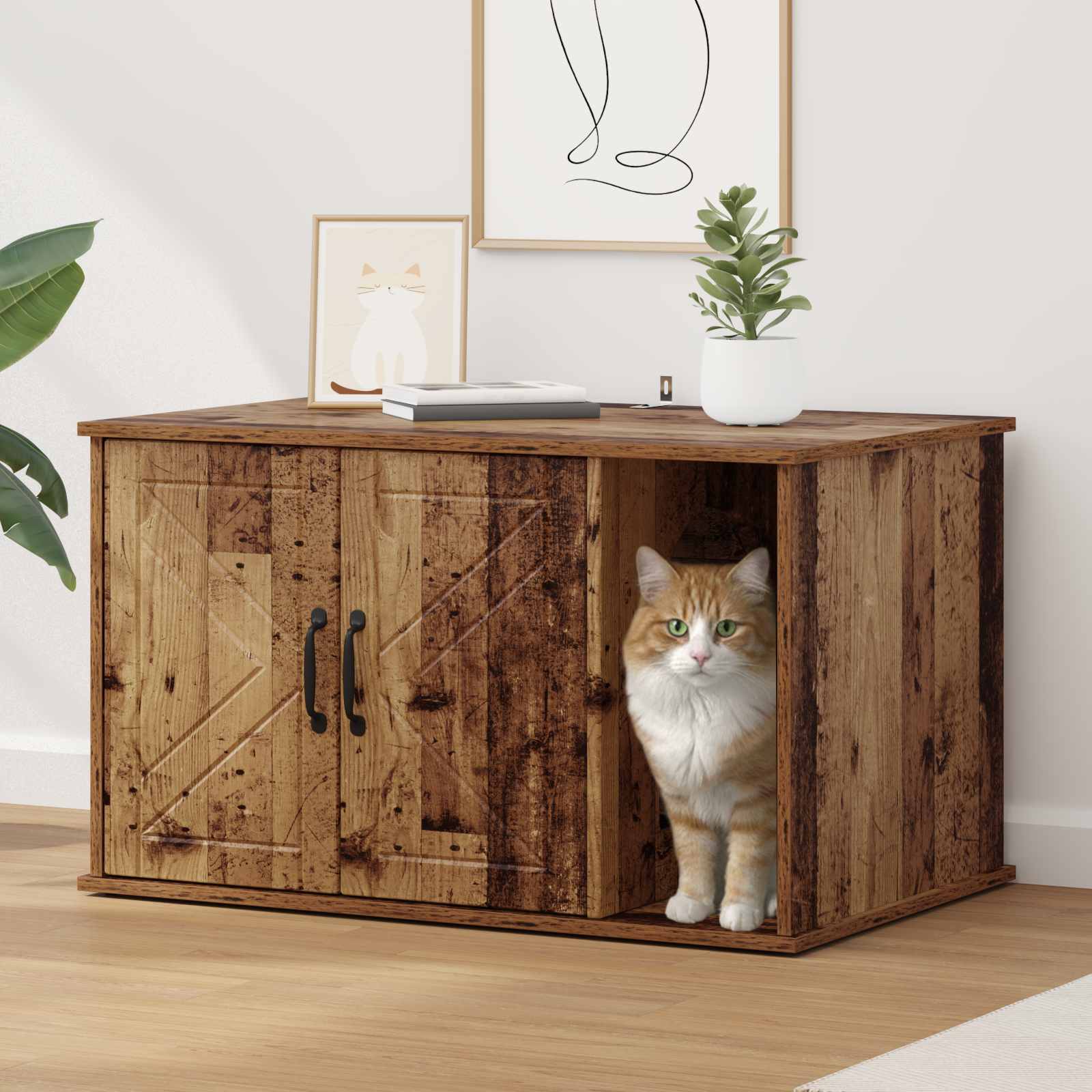Vidaxxl maison pour chat vieux bois 85 x 55 x 50 cm bois traité