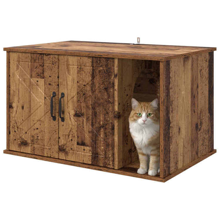Vidaxxl maison pour chat vieux bois 85 x 55 x 50 cm bois traité