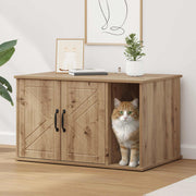 Vidaxxl maison pour chat chêne fabriqué à la main 85 x 55 x 50 cm bois d'ingénierie - afbeelding 1
