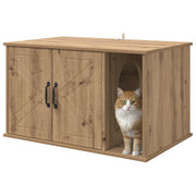 Vidaxxl maison pour chat chêne fabriqué à la main 85 x 55 x 50 cm bois d'ingénierie - afbeelding 3