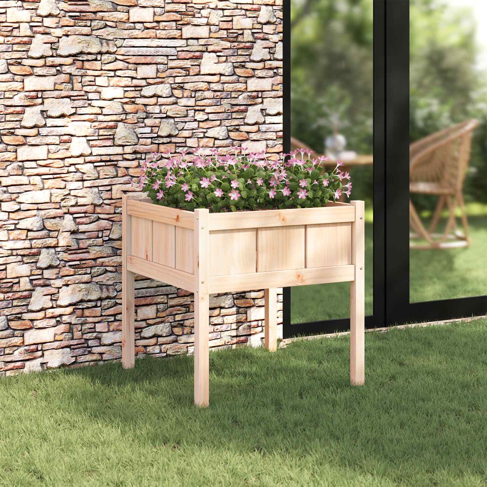 Vidaxx pot de fleur de jardin naturel 70 x 70 x 70 cm bois de pin massif