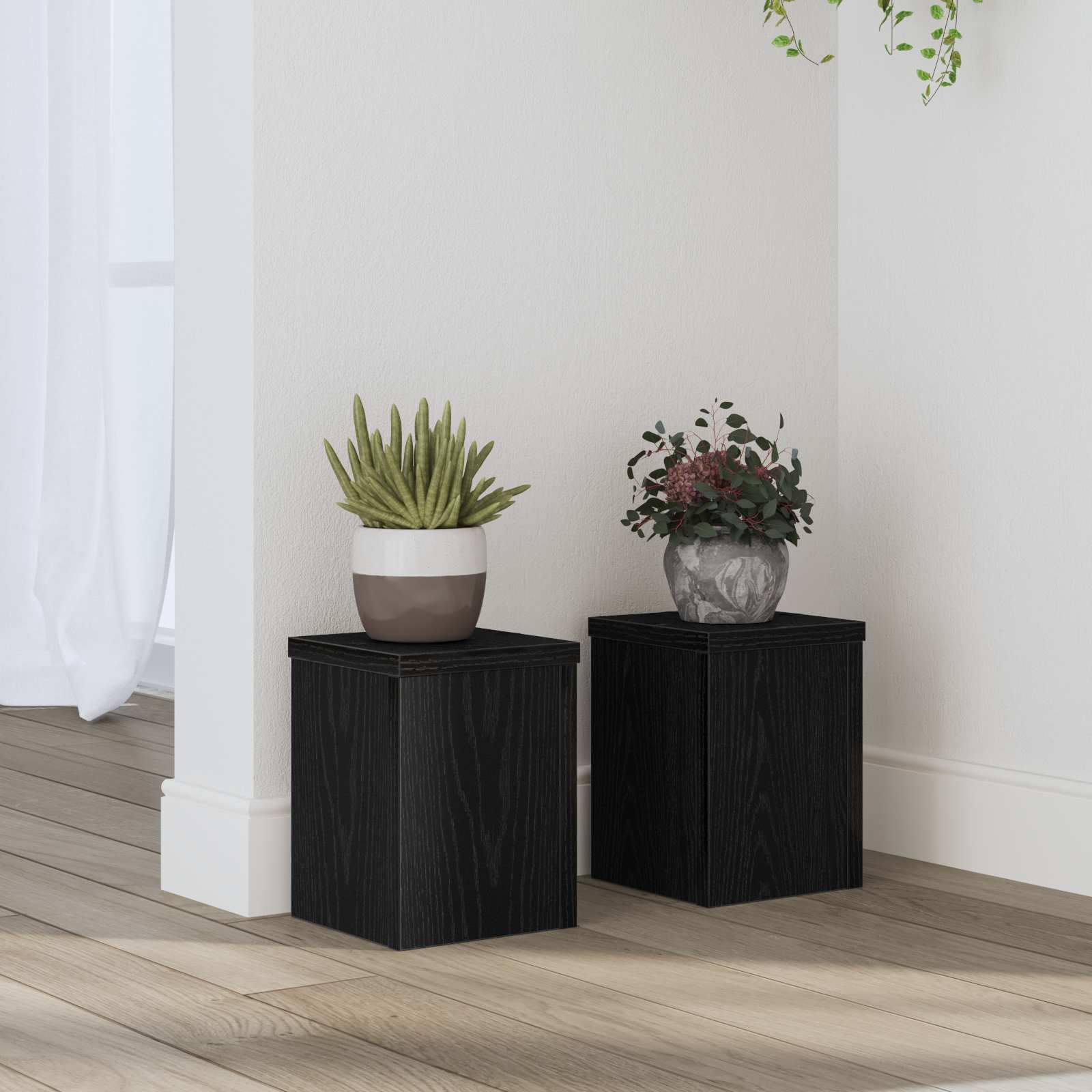 Vidaxxl support pour plantes 2 pcs chêne noir 15 x 15 x 20 cm bois d'ingénierie