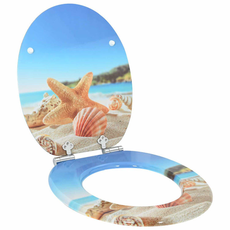 Vidaxx abattant de toilette à fermeture douce 2 pcs coquillage 44 x 38 cm panneau MDF