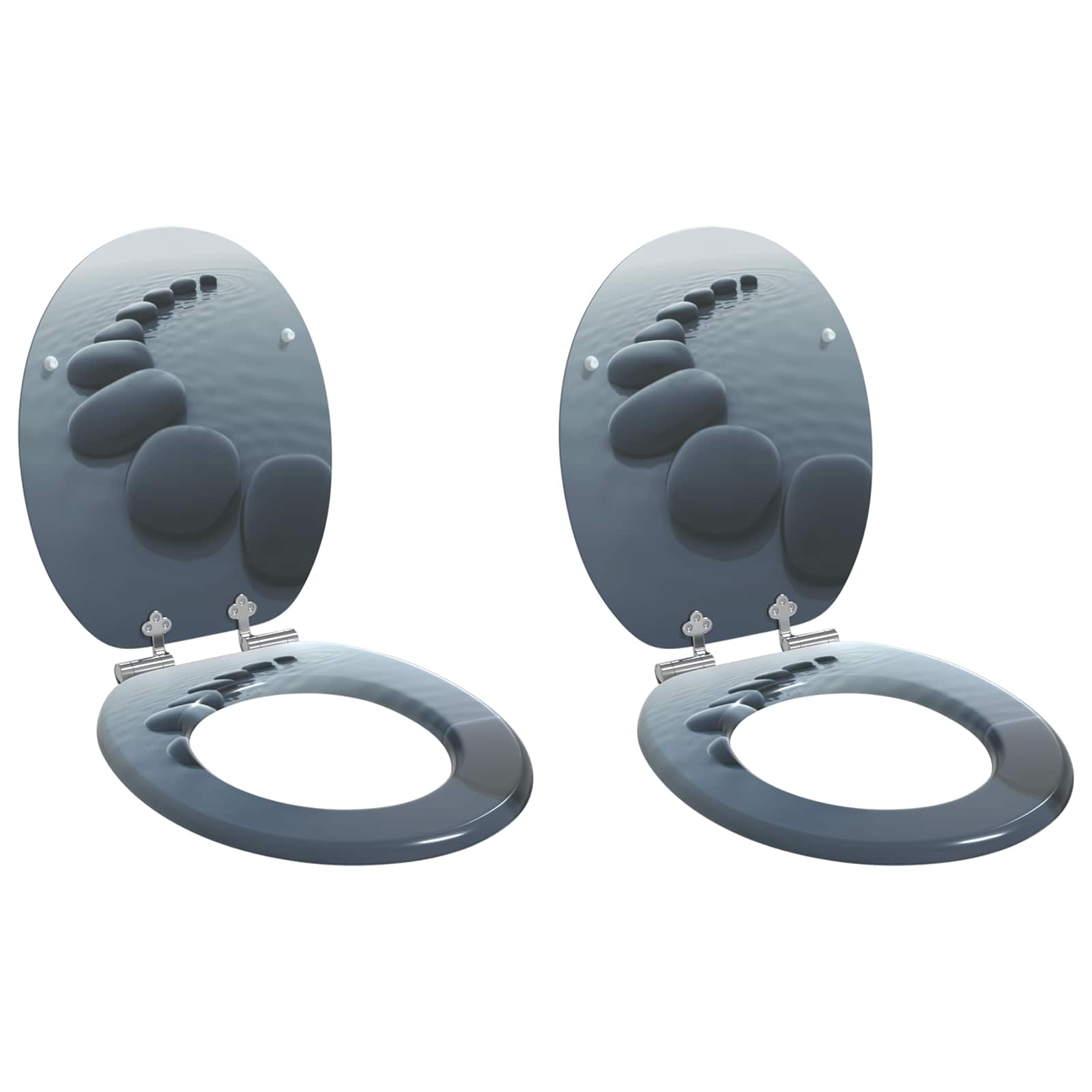 Vidaxx abattant de toilette à fermeture douce 2 pcs gris 44 x 38 cm panneau MDF