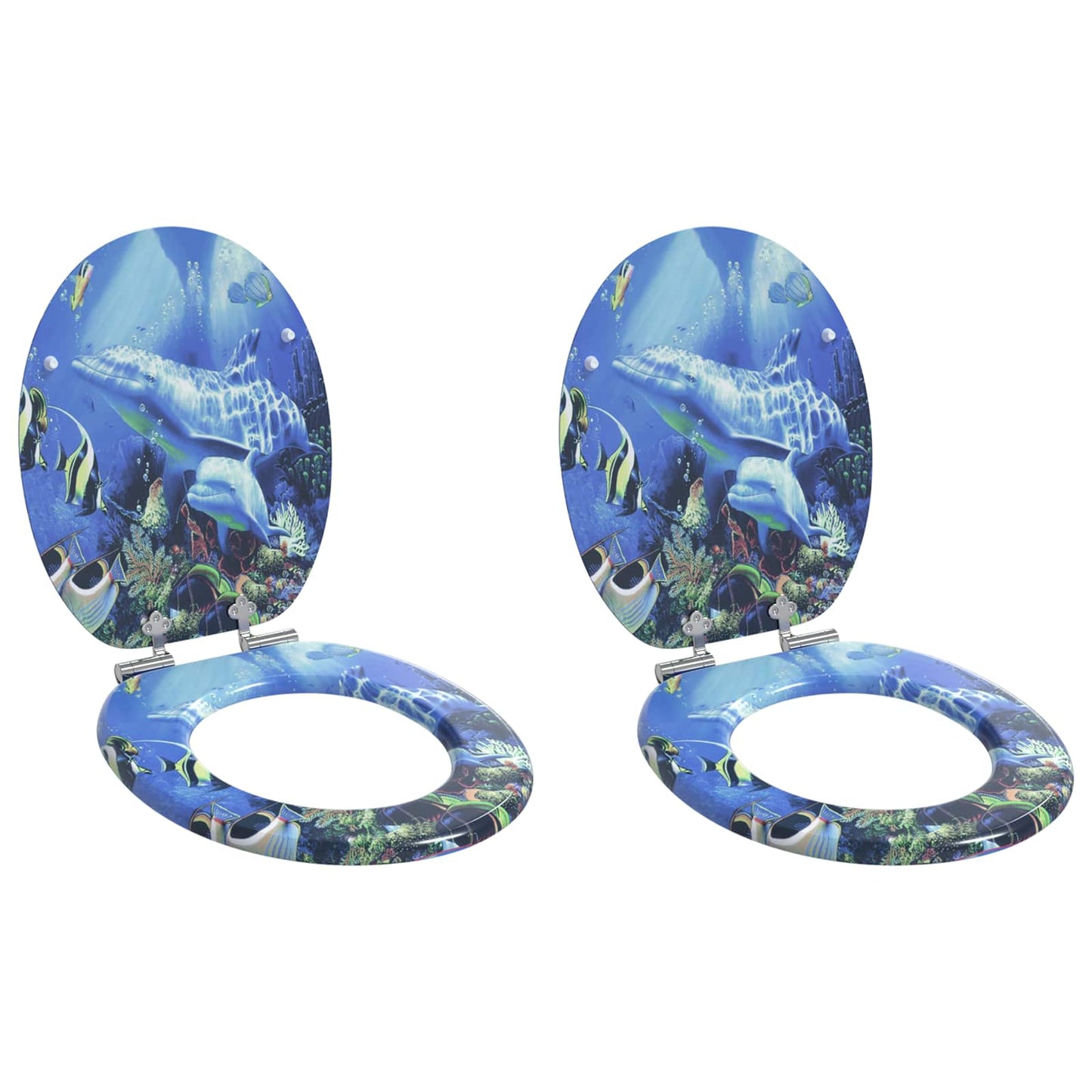 Vidaxx abattant de toilette à fermeture douce 2 pcs bleu 44 x 38 cm panneau MDF