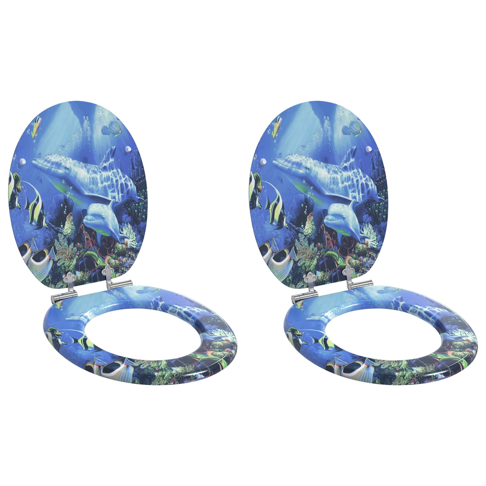 Vidaxx abattant de toilette à fermeture douce 2 pcs bleu 44 x 38 cm panneau MDF
