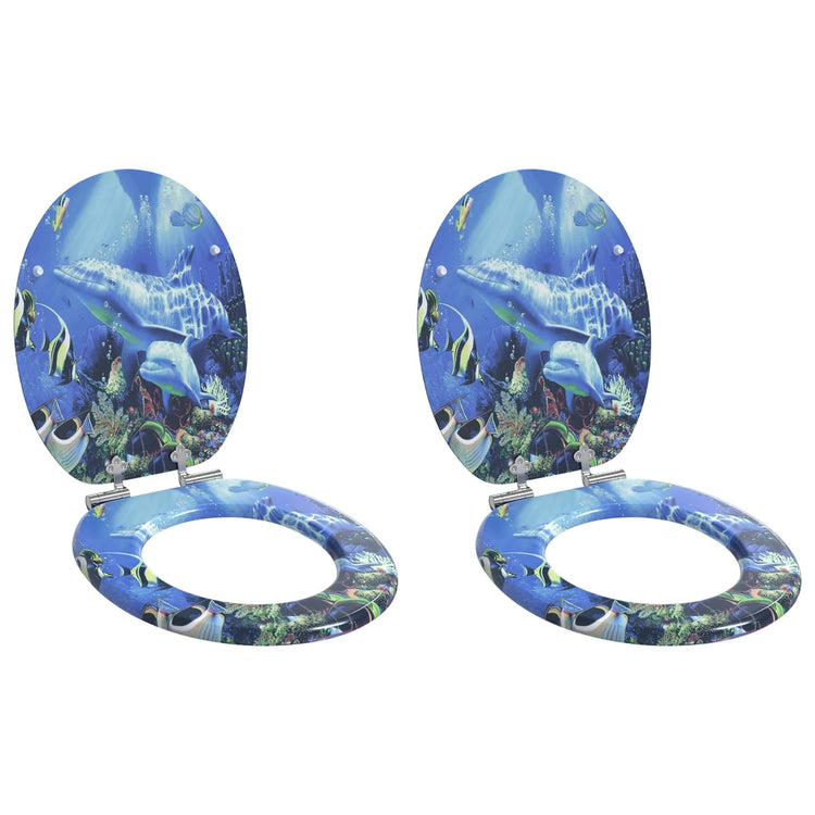 Vidaxx abattant de toilette à fermeture douce 2 pcs bleu 44 x 38 cm panneau MDF