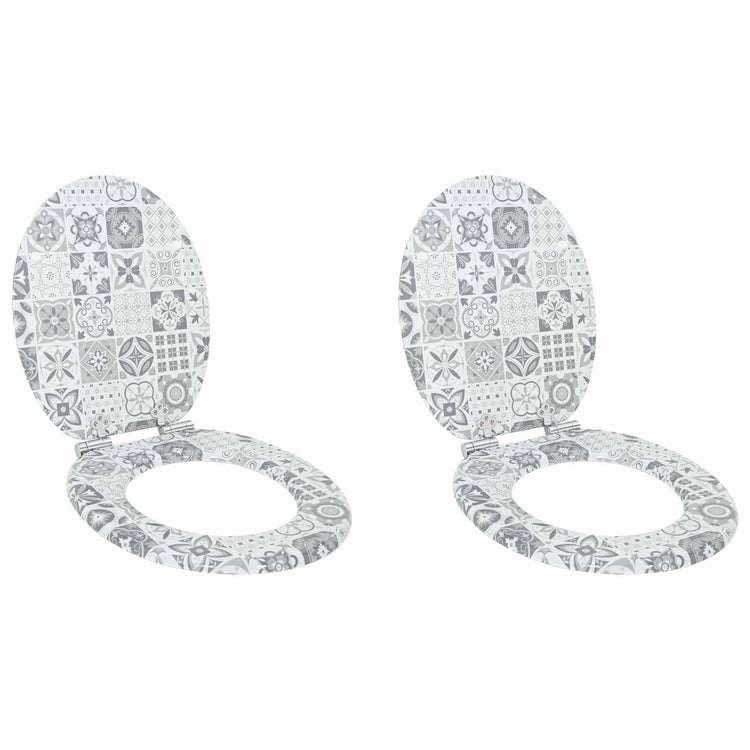 VidaXL abattant de toilette à fermeture douce 2 pcs porcelaine bleue et blanche 44 x 38 cm