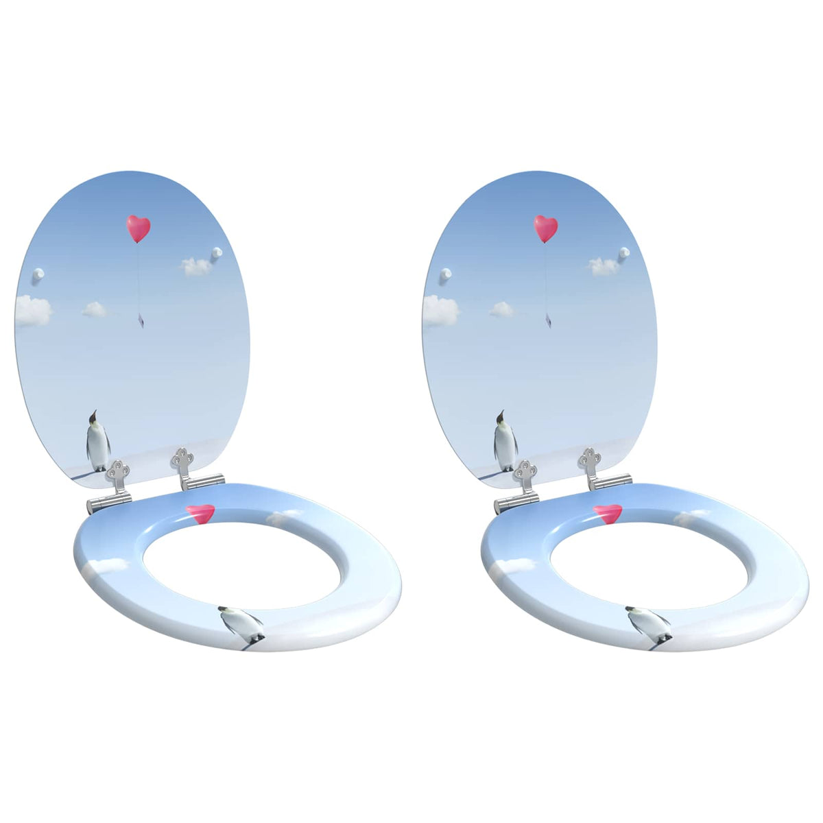 Vidaxx abattant de toilette à fermeture douce 2 pcs bleu 44 x 38 cm panneau MDF