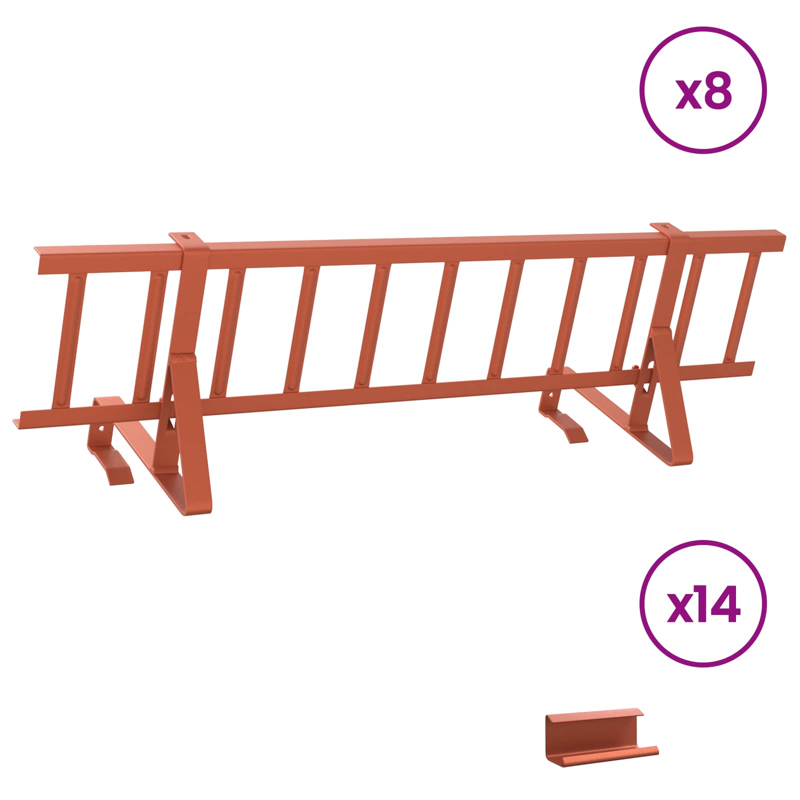 Vidaxx support de neige de toit rouge 800 x 29,5 x 34,5 cm en acier