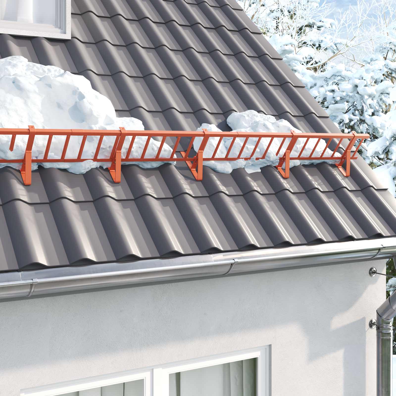 Vidaxx support de neige de toit rouge 300 x 2,5 x 20 cm en acier