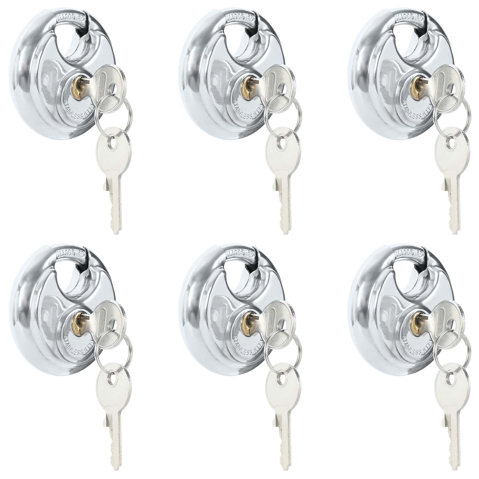 Vidaxl serrures à disque avec clés 6 pcs argent 6 x 2,3 x 6 cm