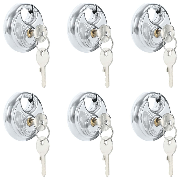 Vidaxl serrures à disque avec clés 6 pcs argent 6 x 2,3 x 6 cm
