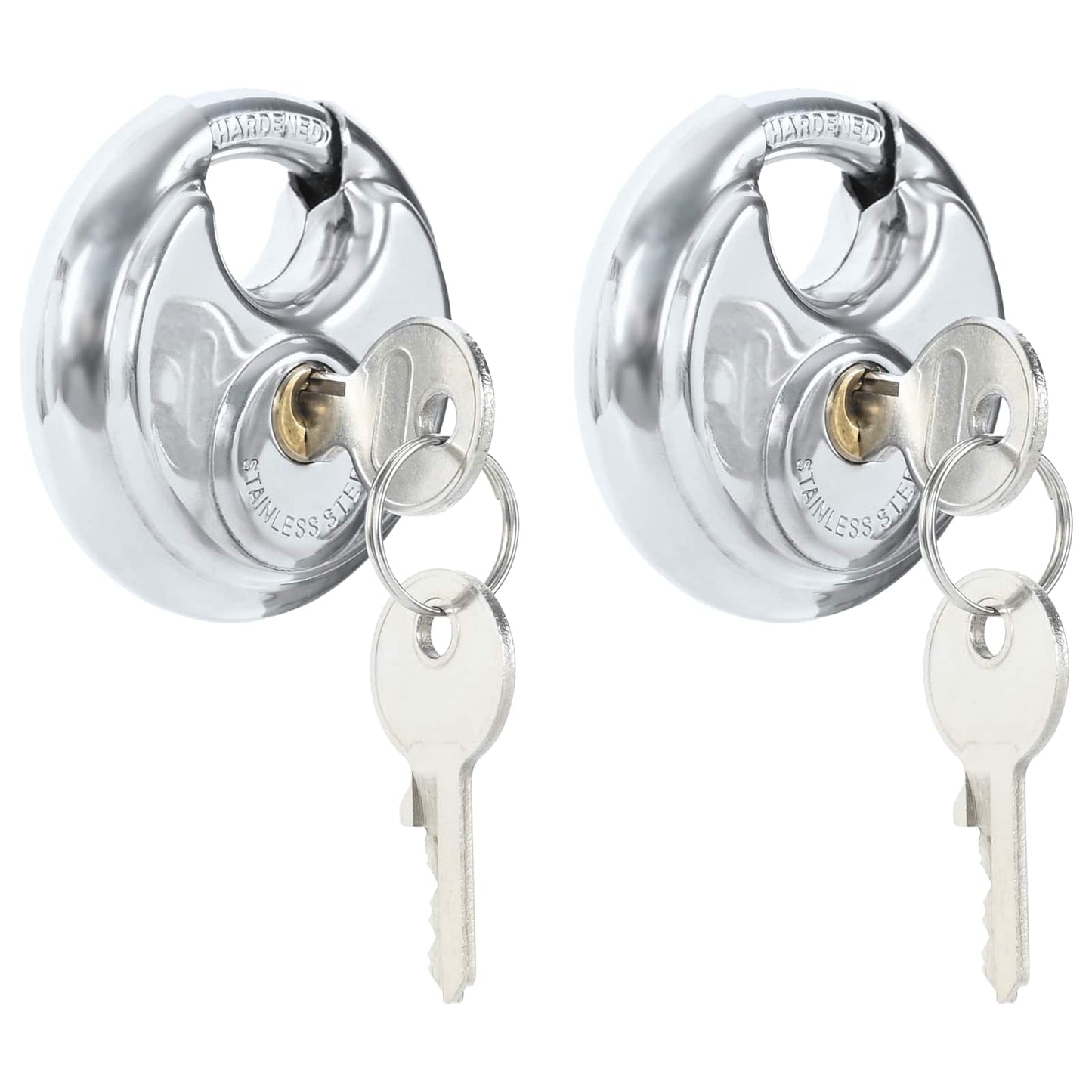 Vidaxl serrures à disque avec clés 2 pcs argent 7 x 2,4 x 7 cm