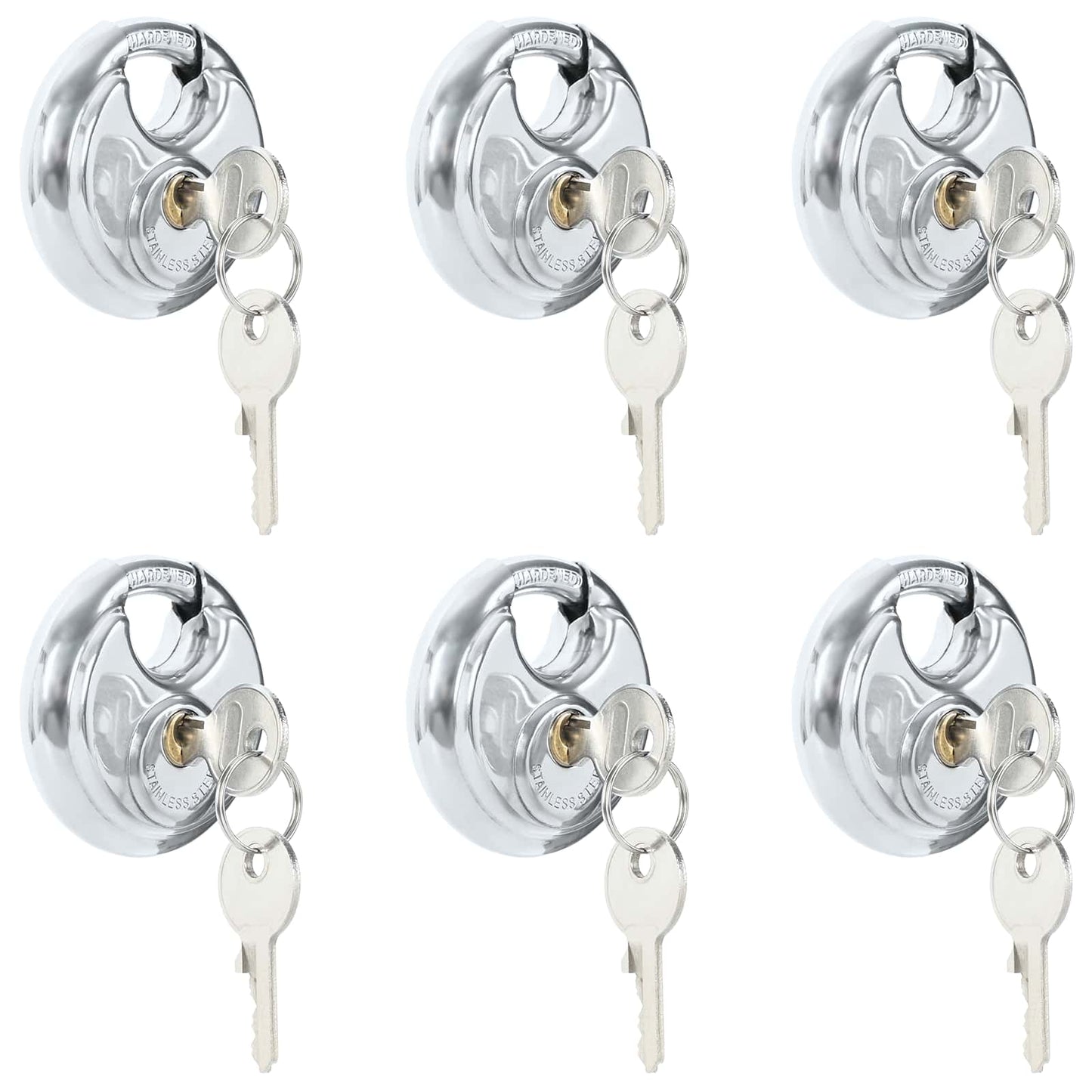 Vidaxl serrures à disque avec clés 6 pcs argent 7 x 2,4 x 7 cm