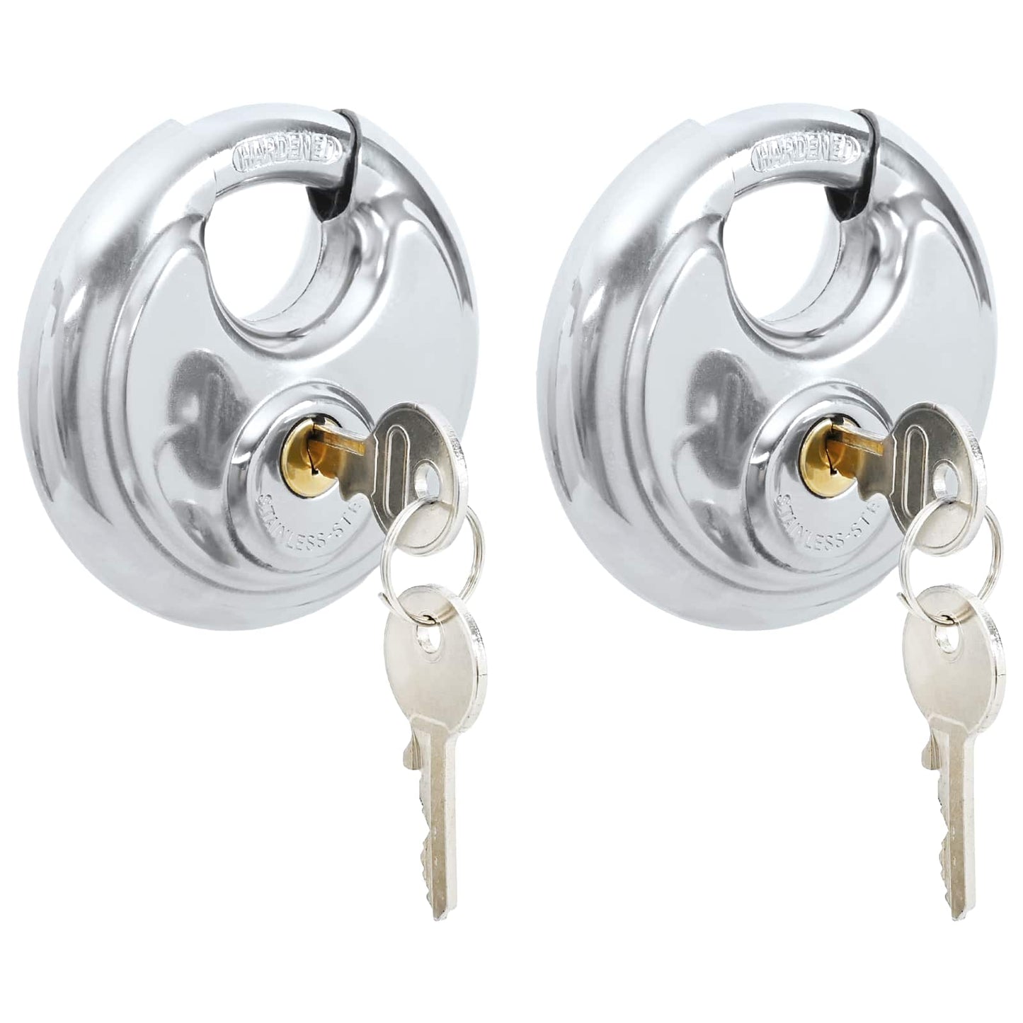 Vidaxl serrures à disque avec clés 2 pcs argent 8 x 2,8 x 8 cm