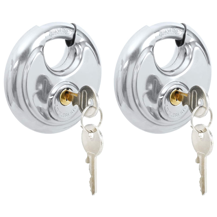 Vidaxl serrures à disque avec clés 2 pcs argent 8 x 2,8 x 8 cm