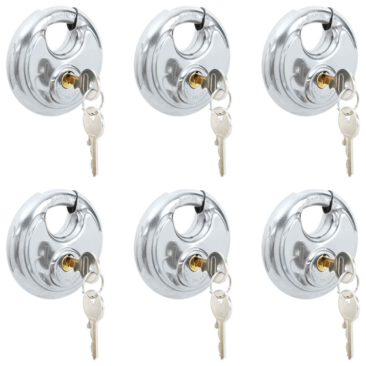 Vidaxl serrures à disque avec clés 6 pcs argent 8 x 2,8 x 8 cm