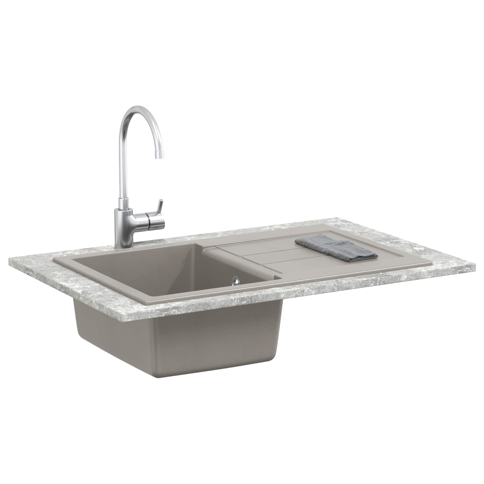 Evier Vidaxx gris 780 x 500 mm 80% quartz et 20% résine