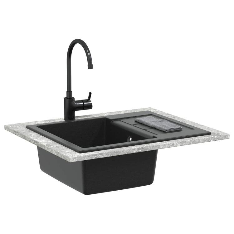 VidaXL évier noir 620 x 500 mm 80% quartz et 20% résine